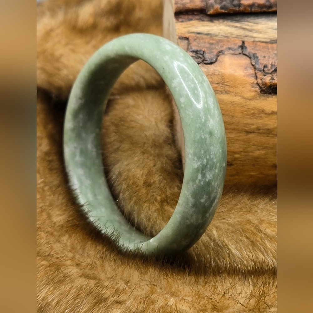 Glass Bangle Bracelet Simulated Jadeite Size 7.25 Inner Opening is 2.5"